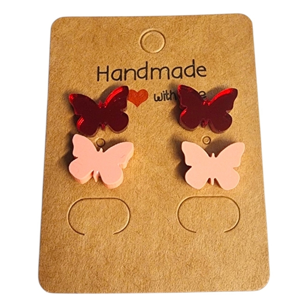 Rosy Emberwing Acrylic Stud Earrings - 2 Pair